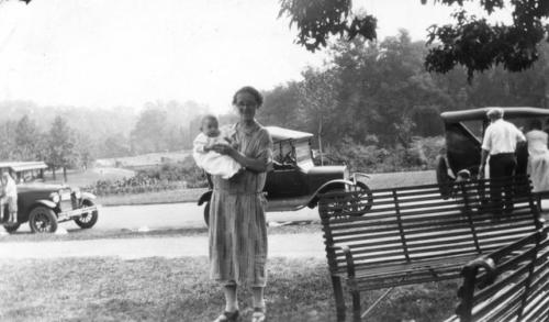 Anna Waag with Doris at Brookside Park Cleveland Zoo, Summer of 1925