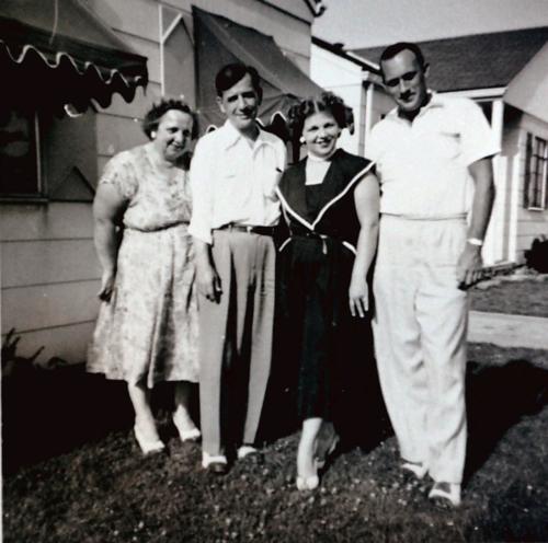 Clara and Ed (Carl) Beckman with Joan Beckman and Sam Gentilly